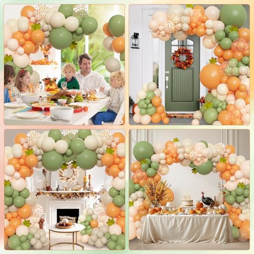 Amandir 153pcs Green Orange Balloon Garland Arch Kit Different Sizes - Image 5