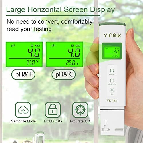 YKMINK YK-P01 pH Tester, Digital pH Meter for Water,pH Temp Meter with ATC - Image 3