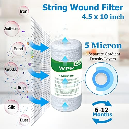 10" x 4.5" String Wound Sediment Filter, 5 Micron, 4-Pack - Image 2