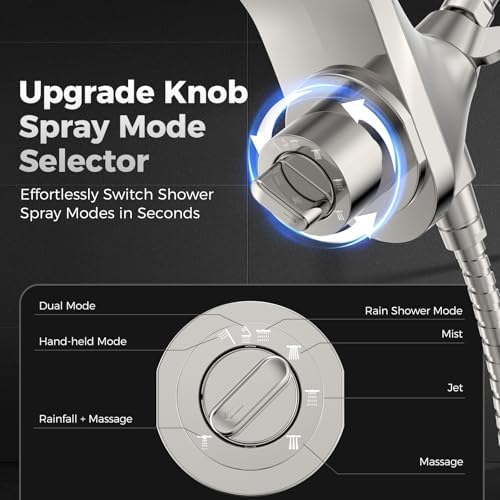 High Pressure Rain Shower Head with Handheld Spray Combo - Image 5