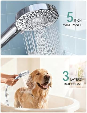 Magichome Filtered Shower Head with Handheld, 10-Mode Adjustable Detachable Chrome Showerhead w/Stainless Hose, Water Softener Filter Beads for Hard Water - Remove Chlorine, Reduce Dry Itchy Skin - Image 6