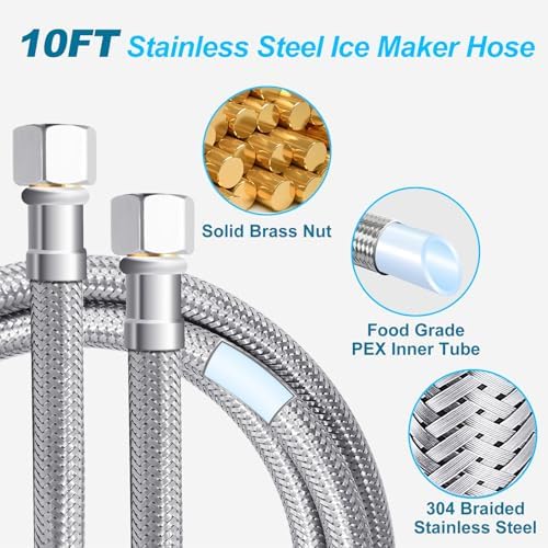 Refrigerator Water Line Kit - 10 FT Tubing with Valve for Ice Maker/Fridge - Image 2