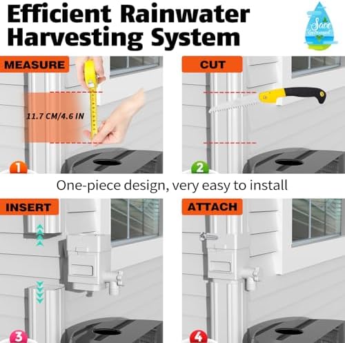 Anivia Rain Barrel Diverter Kit, Fits 2x3 or 3x4 in, Valve & Filter, White - Image 5