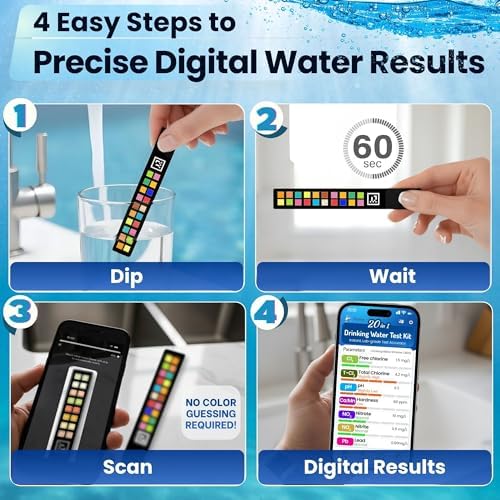 20-in-1 Drinking Water Test Kit with App, Digital Water Tester for Drinking Water, Home Water Test Kit, Well Water Testing Kit, Water Test Strips for Lead, Hardness, Chlorine, Nitrate & more - Image 5