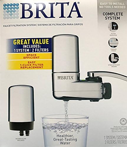 BRITA Chrome Faucet Mount Filtration System, Includes 1 System and 2 Filters. by BRITA