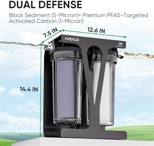 PUREPLUS RV Dual Stage Water Filter, Sediment & PFAS Carbon, NSF/ANSI 42 - Image 2