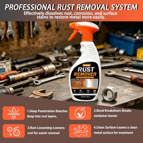 Rust Remover for Metal, 2-Pack 16.9 fl oz - Corrosion Cleaner & Metal Prep, Heavy-Duty Rust Removal Spray for Automotive Parts, Chains and Tools, Rust Stain Remover for Multi-Surface - Image 2