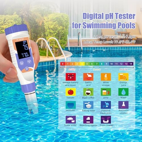 7-in-1 Digital Pool Water Tester, Accurate Chlorine, pH, Salt, ORP, EC, TDS & Temperature Meter for Saltwater Pools, Hot Tubs, Aquariums, Spas & Hydroponics - Image 4