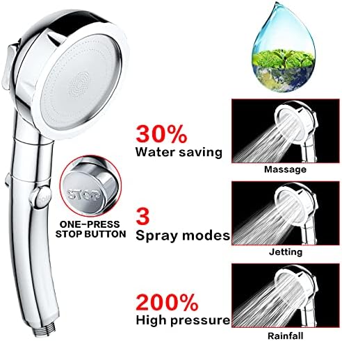 Nosame Premium High Pressure Chrome Handheld Shower Head with Hose Holder - Image 2