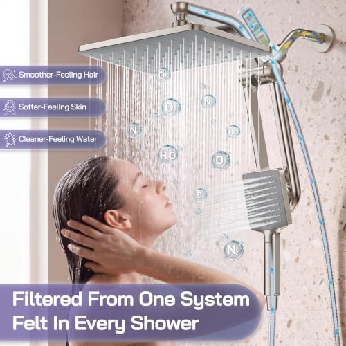 HOPOPRO High Pressure Filtered Shower Head with Handheld Combo, Nickel - Image 2