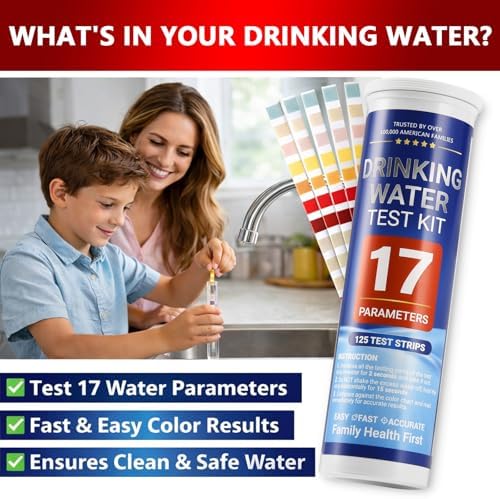 Water Test Kit for Drinking Water, 23-in-1 Water Test Strips for Tap & Well Water, Tests Hardness, Lead, Iron, Copper, Chlorine, Fluoride, pH, Nitrate & More, Fast Home Water Testing, 155 Strips - Image 2