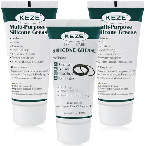 KEZE Silicone Grease Waterproof Food Grade Silicone Sealant Lubricant for Plumbers Valve Faucet O Rings 1 oz 3-Pack by KEZE