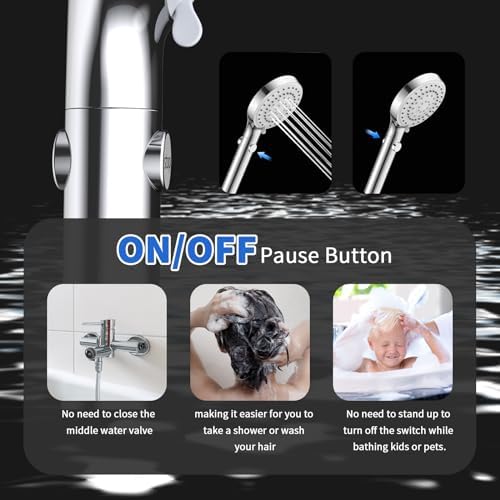 FASDUNT Shower Head with Handheld, High Pressure Showerhead with Long Hose - Image 5