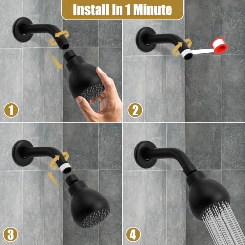 AISOSO Fixed Shower Head High Pressure 2PCS 3 Inch Showerhead Matte Black - Image 6