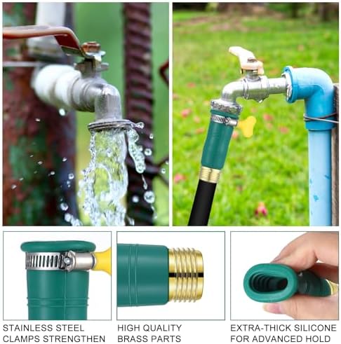 3 Set Universal Faucet Hose Adapter with Clamps Fit 3/4" Connector - Image 5