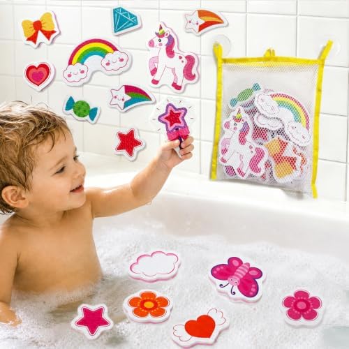 Baby Bath Toys for Kids Ages 1-3, 16PCS Unicorn Foam Bath Toys by FunFoamio