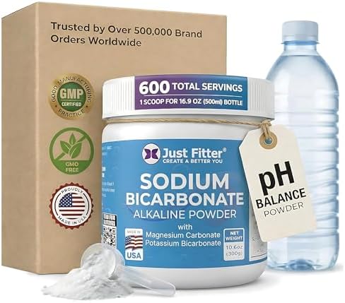 Sodium Bicarbonate Powder Supports pH Balance - Potassium Bicarbonate Slow Release Formula for Better Absorption - Bicarb Potassium Powder Helps Reduce Body Acid - Bicarbonato De Sodio Supplement by JustFitter