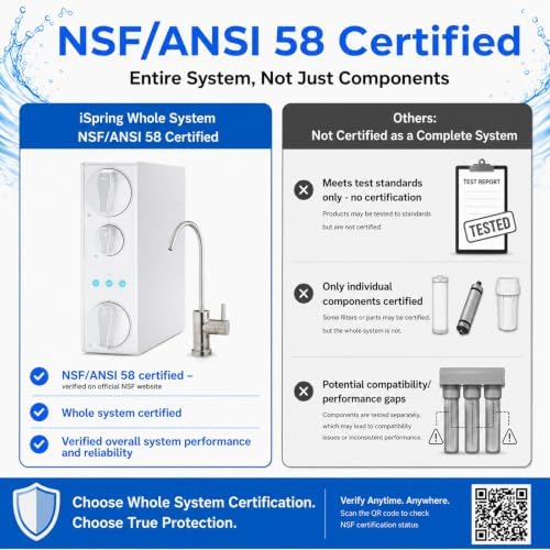 iSpring RO500-BN, NSF Certified Tankless RO Reverse Osmosis Water Filtration System, 500 GPD Fast Flow, Brushed Nickel Faucet, 2:1 Pure to Drain Ratio, White - Image 2