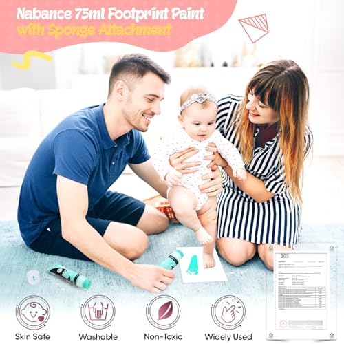 Baby Hand and Footprint Paint, Sponge Head, Baby Safe Paint, Mint Green - Image 2