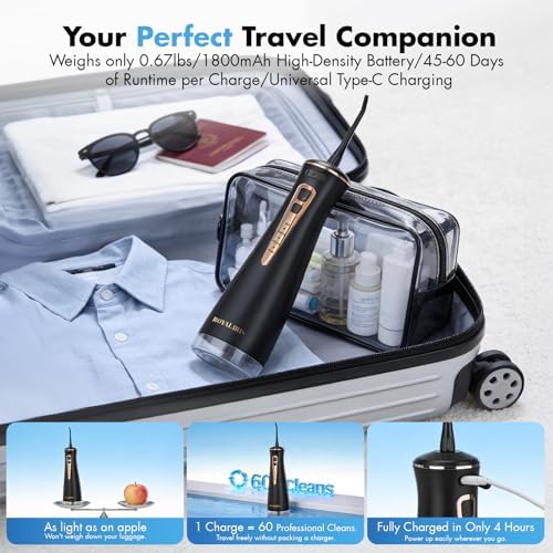 Cordless Water Flosser: C15 Portable Dental Irrigator, Black - Image 4