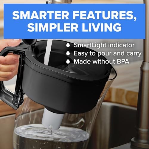 Brita Large Water Filter Pitcher for Tap and Drinking Water with SmartLight Change Indicator, Includes 1 Standard Filter, BPA-Free, Lasts 2 Months, 10-Cup Capacity, Mazarine Blue - Image 4