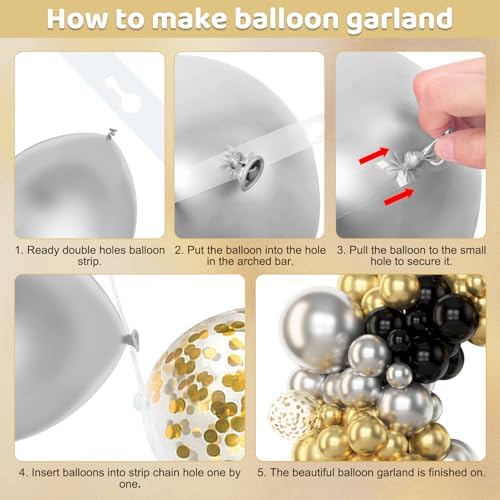 Amandir 153pcs Black and Gold Balloons Arch Garland Kit Different Sizes - Image 3