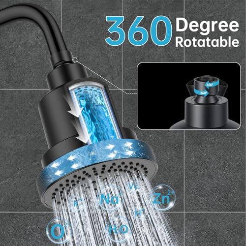 Aquaronvie Shower Head with Shower Filter, Filter Shower Head Black - Image 5