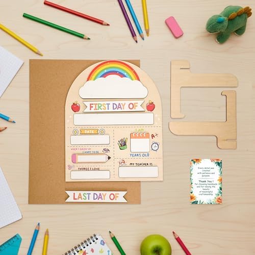 First Day of School Signs, First and Last Day of School Board with Marker, Reusable Back to Class Wooden Chalkboard for Back to School Signs, 1st and Last Days - Image 3