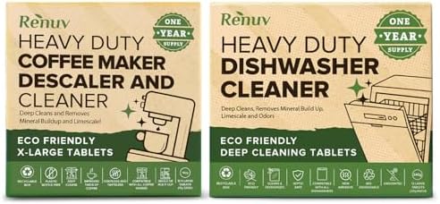 Renuv® Dishwasher Cleaner + Coffee Maker Cleaner Bundle, 12 Tablets Each by Renuv