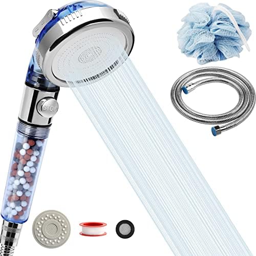 High Pressure Shower Head with Hose, REHAVE Water Saving RV Handheld Shower Head, Shower Sprayer, 3 Mode, Handheld Spray Showerheads for Dry Skin Hair Loss, Purifying Filtration Mineral Stone Beads by REHAVEAMAZINGPRODUCTS