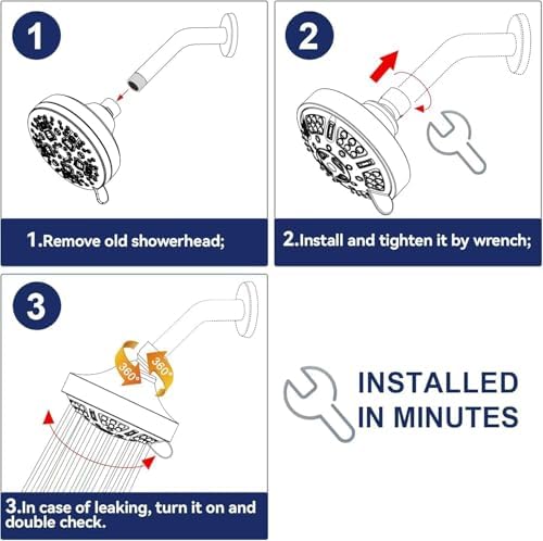 High Pressure Shower Head, 7-Spray Mode Adjustable Showerhead with 4-Inch Round Head, High Flow Handheld Shower for Low Water Pressure, Easy Install & Clean, Round Chrome - Image 5