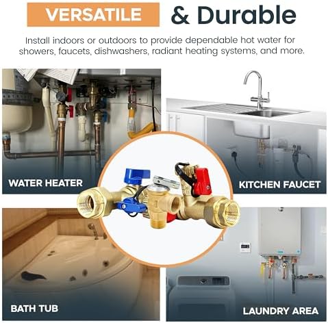 CMI Inc - 3/4 Inch Tankless Water Heater Isolation Service Valve with Pressure Relief Valve – Female to Female Connection – Flush Kit for Gas & Electric Models, PEX Core - Image 5