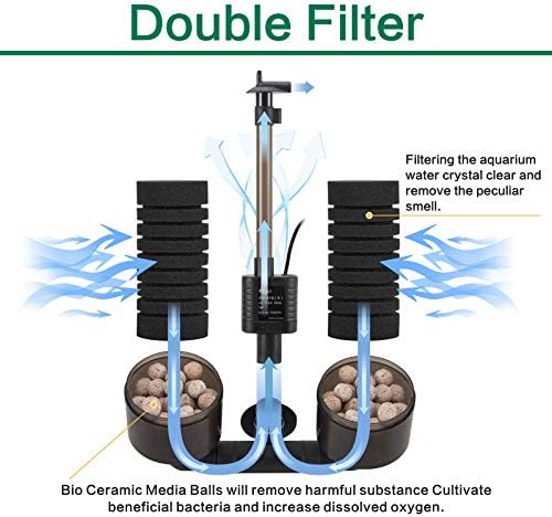 AQQA Electric Sponge Filter for Aquarium, 10-40 Gallon Fish Tank Filter, 3W - Image 3