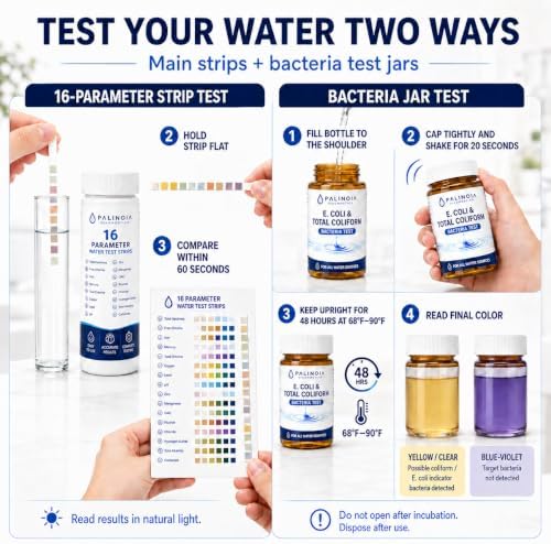 24 in 1 Complete Drinking Water Test Kit, 165 Strips + 2 Bacteria Tests - Image 3