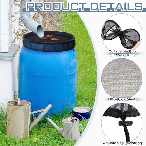 SATINIOR 4 Pcs 24.8 Inch Pop-up Rain Barrel Mesh Cover - Image 3