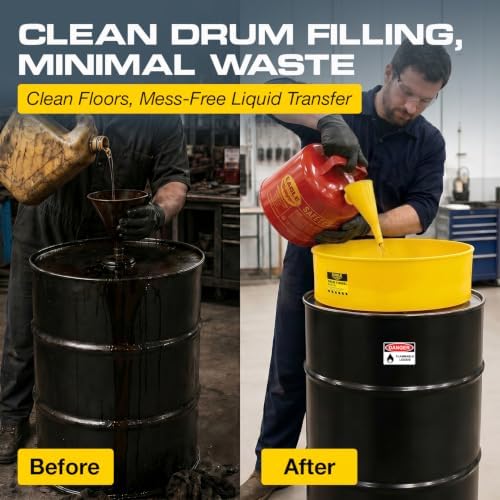 Eagle Drum Funnel for 30 and 55 Gallon Drums, Yellow - Image 7