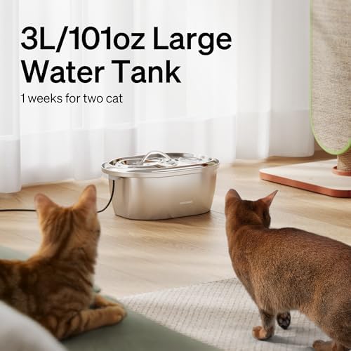PETLIBRO Stainless Steel Cat Water Fountain, 101oz/3L Automatic Water Dispenser for Cats Indoor, Quiet Pet Water Dispenser with 2 Filters, Adjustable Flow Cat Fountain Also for Small Dogs - Image 6