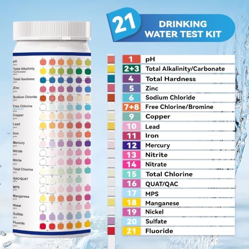 21-in-1 Drinking Water Test Strips, 125ct for Well & Tap - Image 3