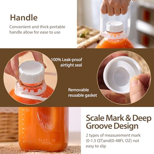 CUCUMI 1 Pack 64 Oz Glass Milk Bottle with Lid - Image 5