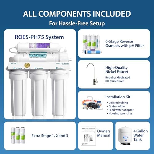 APEC Water ROES-PH75X, 6-Stage Under Sink RO System Alkaline, Extra Filters - Image 3