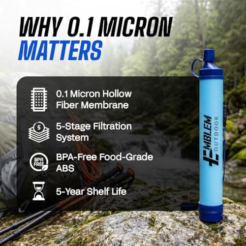 Portable Water Filter Straw, 4 Survival Water Straws to Purify Water When Camping, Hiking, Emergency & Disaster – 0.1 Micron Personal Water Filter | BPA-Free Hollow Fiber Emergency Water Filtration - Image 2