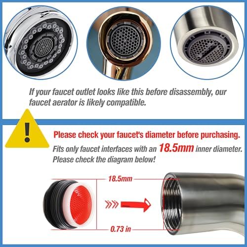 Upgraded 6-Pack 18.5mm Faucet Aerators with 304 Stainless Steel Aerator Removal Tool – Easy Install & Smooth Water Flow - Image 2