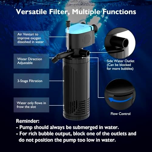 AquaMiracle Water Flow Adjustable 3-Stage Aquarium Filter with Aeration - Image 4