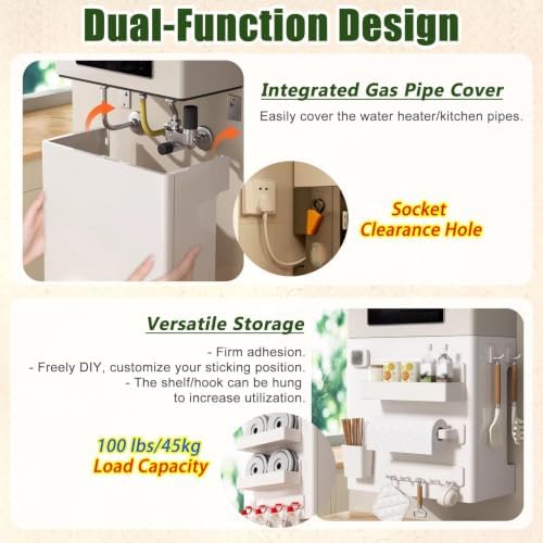 White Gas Boiler Pipe Cover Casing Box 300mm for Kitchen/Bathroom/Bedroom - Image 4