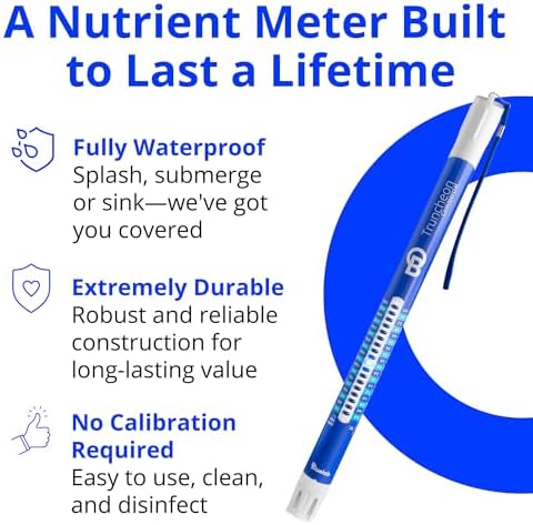 Bluelab TRUNCOMV2 Commercial Truncheon Nutrient Meter with Increased Measurement Range, Digital Conductivity (TDS, EC, ppm 500, ppm 700, CF) Tester in Water, Tool for Hydroponic System and Plant Grow - Image 6