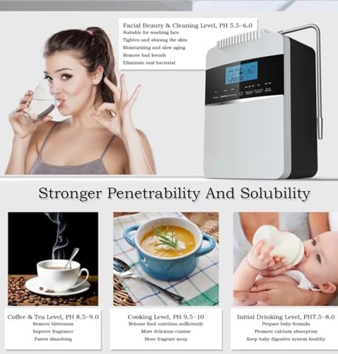 Hydrogen Water Machine for Home, Alkaline Water Ionizer Generator, 500-1680 ppb Hydrogen Water, Countertop or Wall-Mounted Purifier System with 2.8-11 Adjustable pH Levels White - Image 3