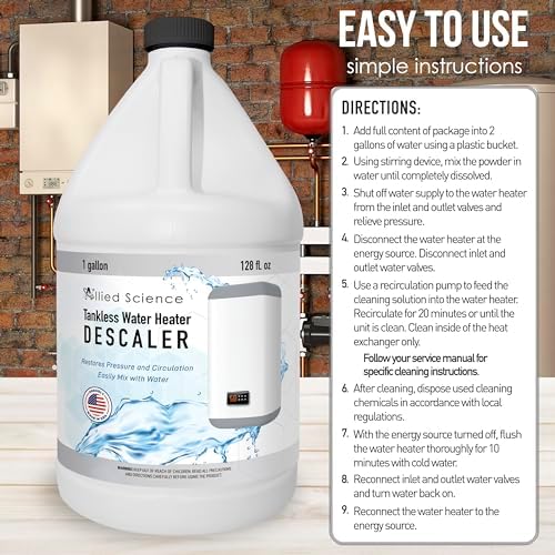 Allied Science Tankless Water Heater Descaling Solution | Highly Effective Descaler Restores Heating Efficiency, Gallon, 128 fl oz - Image 6