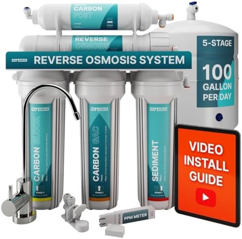 NU Aqua 5-Stage Under Sink Reverse Osmosis Water Filter System - 100 GPD RO by NUAqua