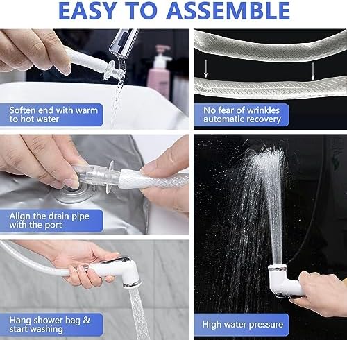 Bedside Shower Water Bag - 2.5 GL Portable Water Shower Bag For Hair Washing In Bed. Use with Inflatable Shampoo Basin, Inflatable Hair Washing Basin, Inflatable Bathtub For Elderly (Silver) - Image 4
