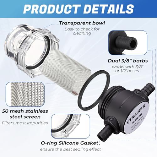 Dreyoo 4 Pack Water Pump Strainers, 3/8 Inch ID Hose Barb - Image 3